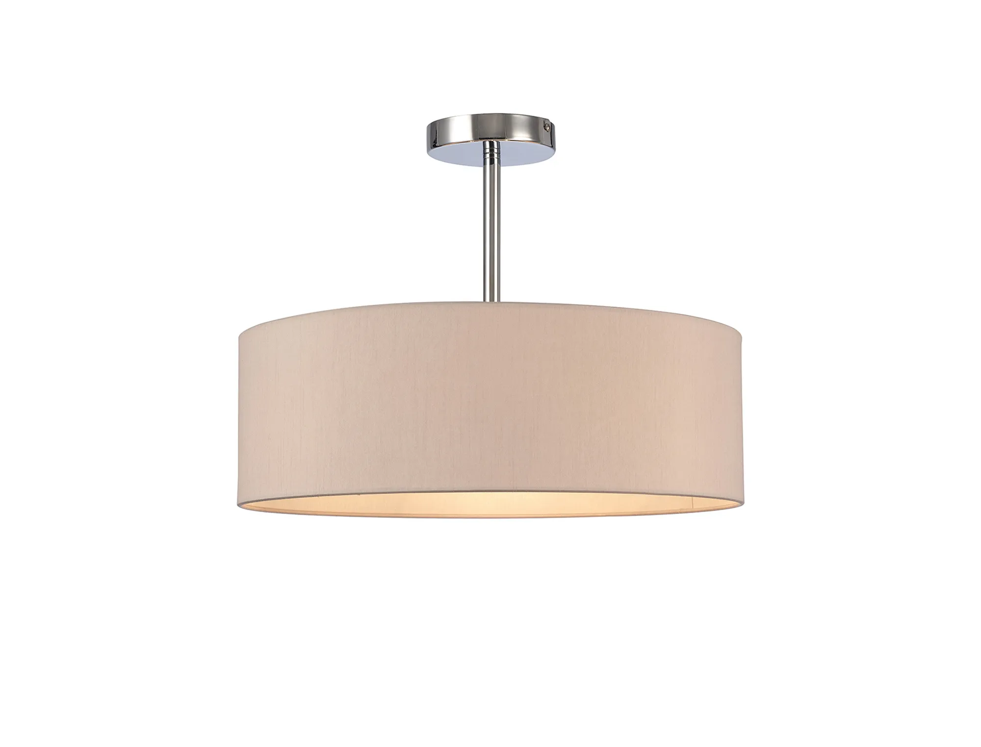 Baymont 45cm Semi Flush 3 Light Polished Chrome, Nude Beige/Moonlight